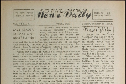 Topaz Times Vol. II No. 14 (January 18, 1943) (ddr-densho-142-75)