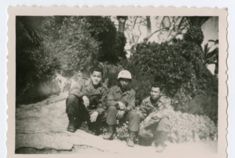 Soldiers kneeling in park (ddr-densho-368-169)