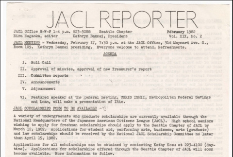 Seattle Chapter, JACL Reporter, Vol. XIX, No. 2, February 1982 (ddr-sjacl-1-306)