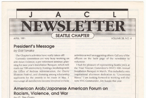 Seattle Chapter, JACL Reporter, Vol. 28, No. 4, April 1991 (ddr-sjacl-1-394)