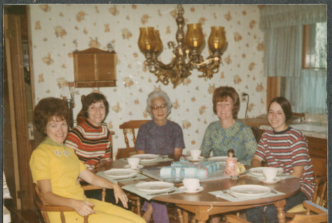 Five women sitting at a table (ddr-densho-523-627)