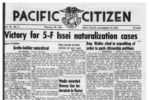 The Pacific Citizen, Vol. 38 No. 9 (February 26, 1954) (ddr-pc-26-9)