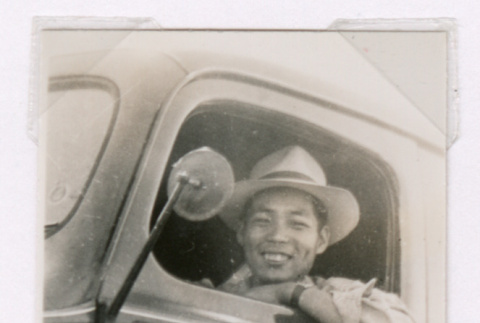 Takeo Isoshima in car (ddr-densho-477-25)
