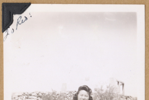Mitzi seated at a concentration camp (ddr-densho-542-266)