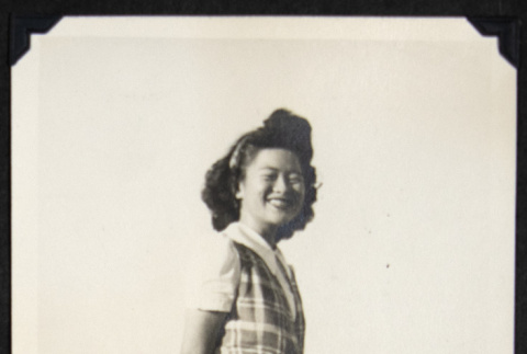 Woman in a plaid outfit (ddr-densho-542-689)