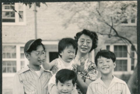 Agnes Sakura with David, Chester Jr., Gerald and Norman (ddr-densho-523-183)