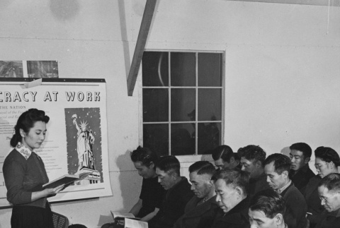 Night school class in advanced English at Heart Mountain incarceration camp (ddr-csujad-14-59)