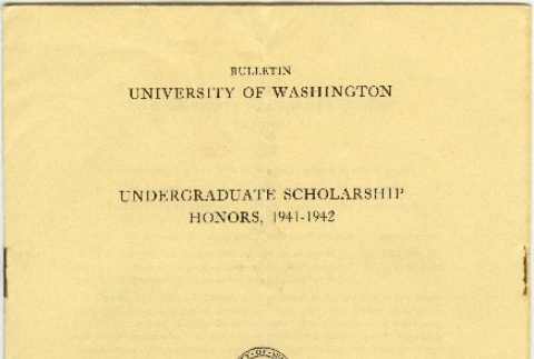 University of Washington Bulletin, Undergraduate Honors, 1941-1942 (ddr-densho-241-3)