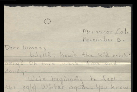 Letter from Leo Uchida to James Waegell, November 8, 1944 (ddr-csujad-55-2338)