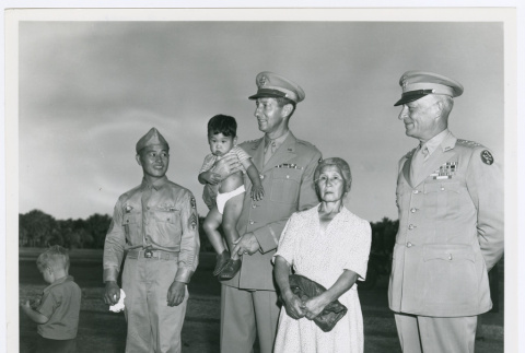 Mark Clark, Tech. Sgt. Tom Nosei, and mother (ddr-densho-1007-68)