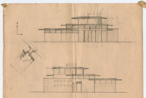 Architectural sketches of a house (ddr-densho-329-414)