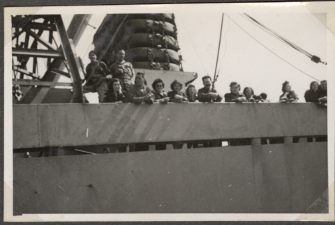 Men and women standing at rail of ship (ddr-densho-466-105)