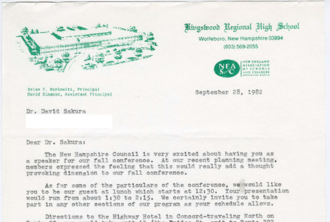 Letter from Ron Adams to Dr. David Sakura (ddr-densho-523-708)