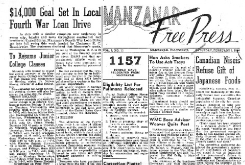 Manzanar Free Press Vol. 5 No. 11 (February 5, 1944) (ddr-densho-125-208)