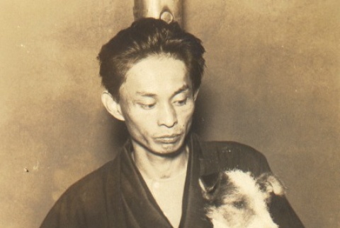 Yasunari Kawabata with a dog (ddr-njpa-4-544)