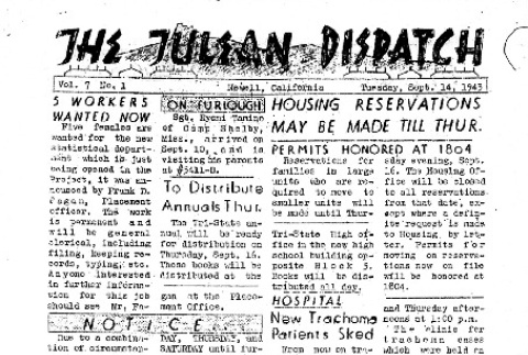 Tulean Dispatch Vol. 7 No. 1 (September 14, 1943) (ddr-densho-65-401)
