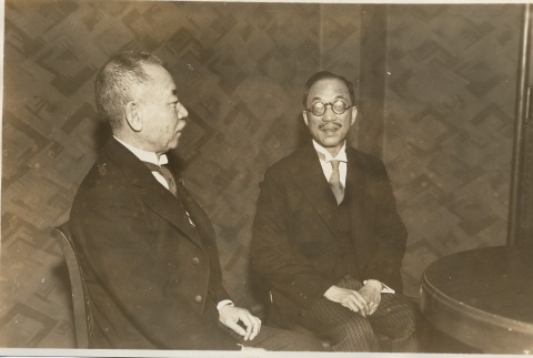 Wang Chonghui seated with Prime Minister Okada (ddr-njpa-1-1021)