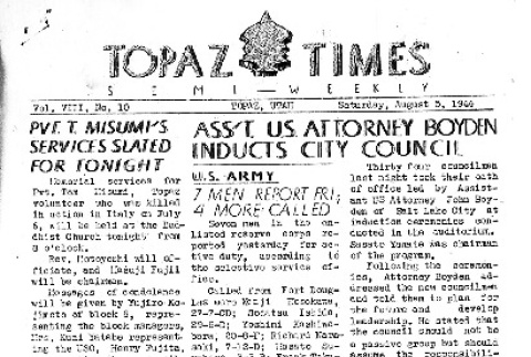 Topaz Times Vol. VIII No. 10 (August 5, 1944) (ddr-densho-142-330)