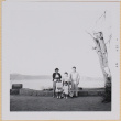 Shiomi Family on overlook by Crater Lake (ddr-densho-522-558)