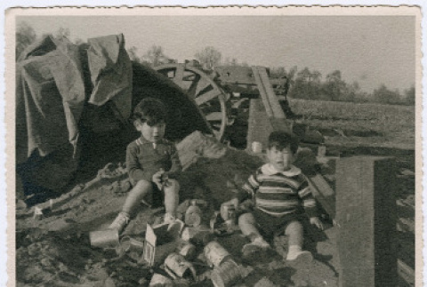 Kids in dirt pile (ddr-densho-378-1131)