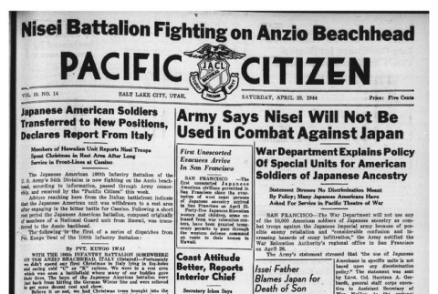 The Pacific Citizen, Vol. 18 No. 14 (April 29, 1944) (ddr-pc-16-18)