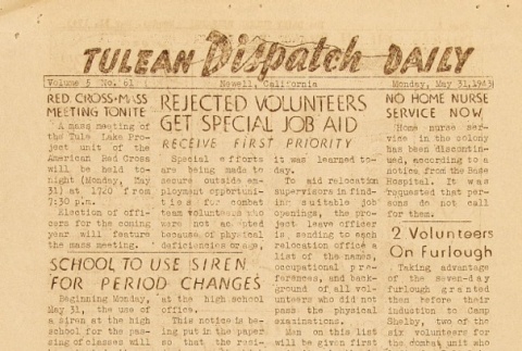 Tulean Dispatch Vol. 5 No. 61 (May 31, 1943) (ddr-densho-65-228)