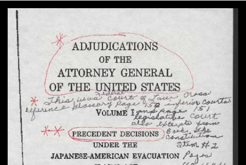 Adjudications of the Attorney General of the United States: Precedent decisions under the Japanese-American evacuation claims act with annotations (ddr-csujad-55-2087)