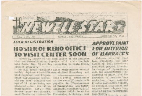 The Newell Star, Vol. I, No. 40 (November 30, 1944) (ddr-densho-284-42)