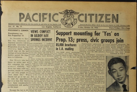 Pacific Citizen, Vol. 43, No. 17 (October 26, 1956) (ddr-pc-28-43)