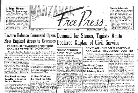 Manzanar Free Press Vol. III No. 35 (May 1, 1943) (ddr-densho-125-127)