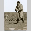 Babe Ruth in uniform, wearing a lei (ddr-njpa-1-1395)