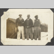 Three men by cabins (ddr-densho-326-484)