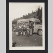 Photograph of Japanese Boy Scouts in front of school bus (ddr-csujad-55-2625)