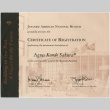 Certificate of Registration at JANM for Agnes Kondo Sakura (ddr-densho-523-697)