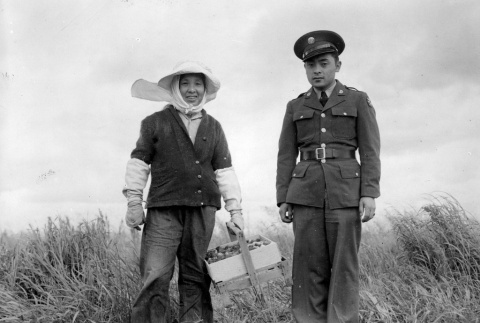 Strawberry farmer and soldier (ddr-densho-1007-501)