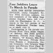 Clipping titled:  Four Soldiers Leave to March in Parade (ddr-densho-474-237)