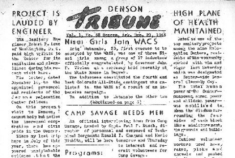 Denson Tribune Vol. I No. 85 (December 21, 1943) (ddr-densho-144-126)