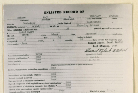 Koji Nakase enlisted record (ddr-densho-37-1585)