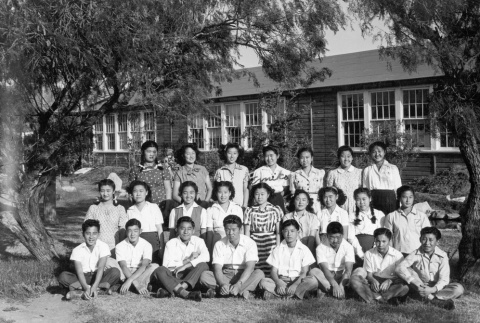 Students in front of school building (ddr-densho-91-7)