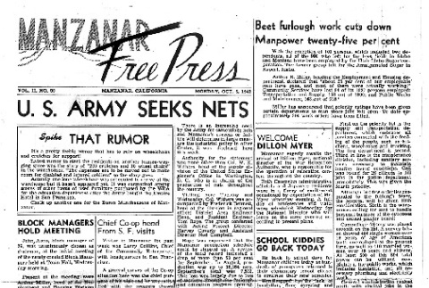 Manzanar Free Press Vol. II No. 33 (October 5, 1942) (ddr-densho-125-77)