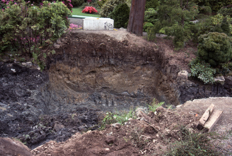 Creek bed being dug out before rebuilding of Heart Bridge (ddr-densho-354-1158)