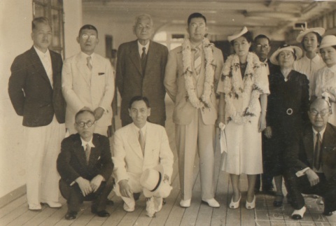 Prince Motomichi Mori and his wife with others on board a ship (ddr-njpa-4-763)