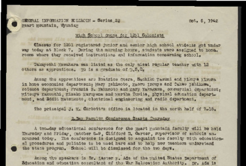 General information bulletin (Cody, Wyo.), series 22 (October 6, 1942) (ddr-csujad-55-655)