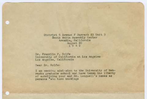 Letter from Joseph Ishikawa to Dr. Franklin Rolfe (ddr-densho-468-105)