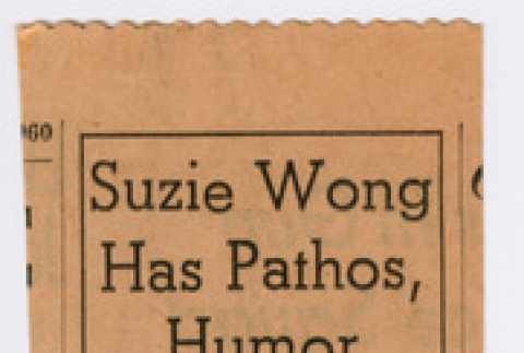 Clipping with review of The World of Suzie Wong (ddr-densho-367-286)