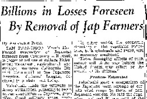 Billions in Losses Foreseen By Removal of Jap Farmers (March 10, 1942) (ddr-densho-56-681)