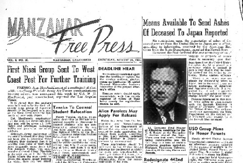Manzanar Free Press Vol. 6 No. 18 (August 26, 1944) (ddr-densho-125-266)
