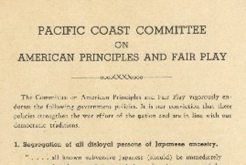 Pacific Coast Committee on American Principles and Fair Play (ddr-densho-156-166)