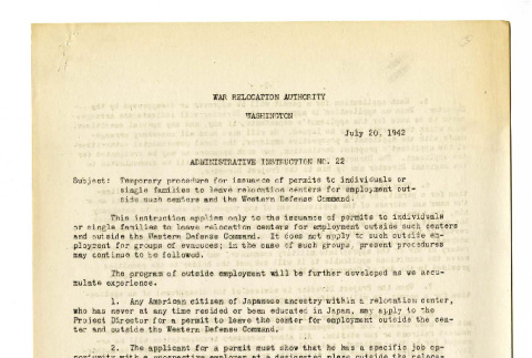 Administrative instruction, no. 22, July 20, 1942 (ddr-csujad-18-8)