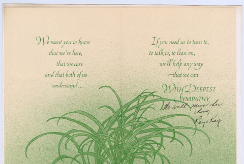 Condolence card from R.U. Campbell to Sally and Kan Domoto (ddr-densho-578-33)